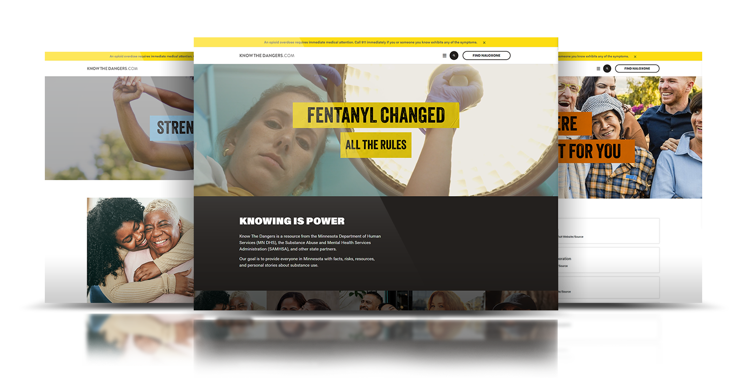 Full-page Know the Dangers opioid-awareness website redesign